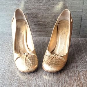 Kate Spade Retro Gold Snakeskin Pumps